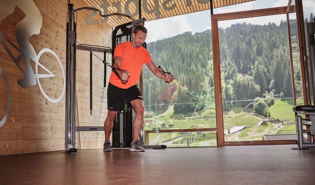 strength training in the hotel with fitness room