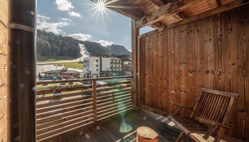 balcony with view of ski slope