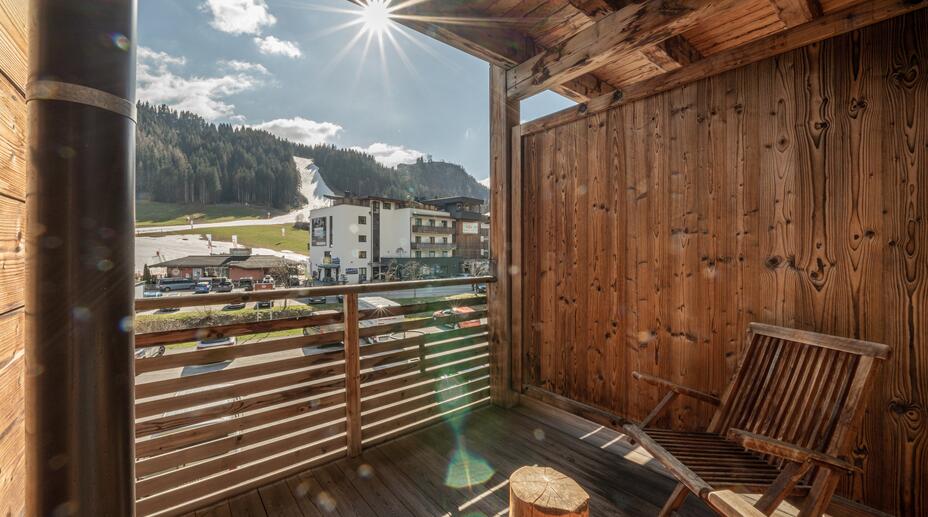 balcony with view of ski slope